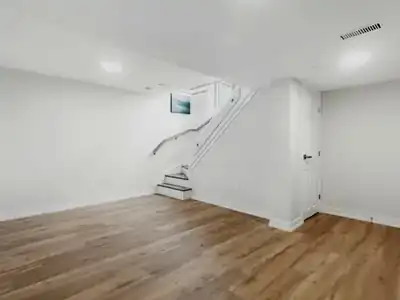 Basement room at the foot of the stairs