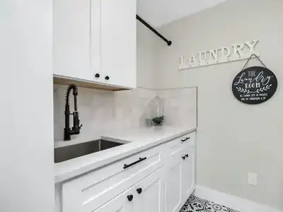Utility sink in a laundry room